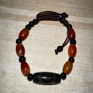 Elegant Black and Brown Beaded Bracelet